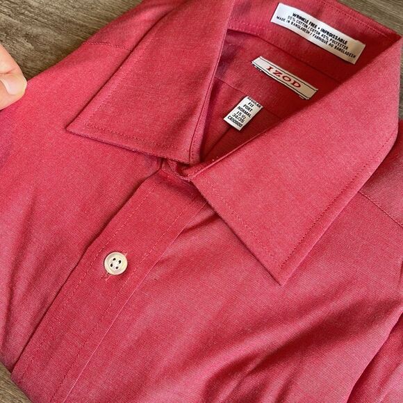 Izod Regular Fit Dress Shirt-RED-15.5-34/35 - Picture 3 of 3